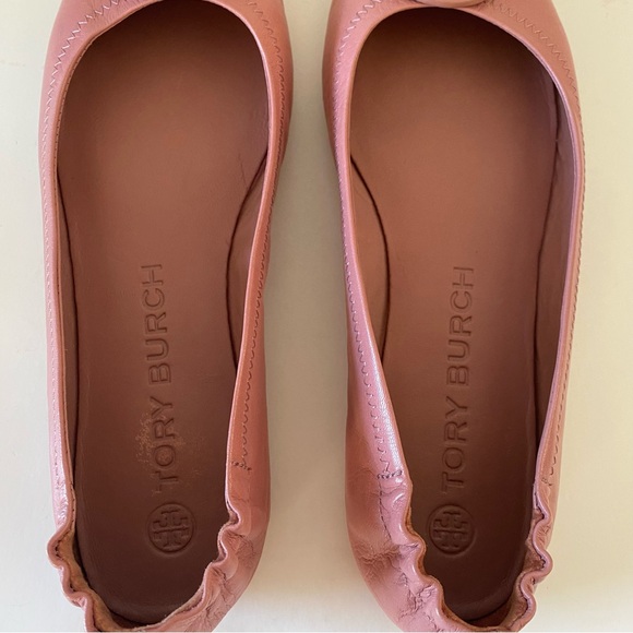 Tory Burch Minnie Travel with Leather Logo Ballet Flat Size 8 Rosa Pink - Picture 7 of 11